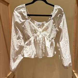 Elegant Cream Smocked Blouse
